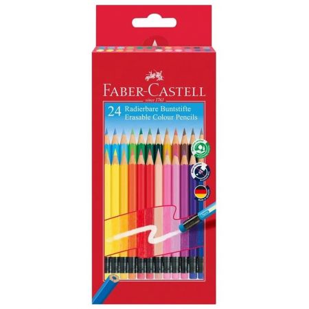 Creioane colorate cu guma, eco 24 buc/set FABER-CASTELL, FC11662